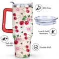 thumbnail image 3 of 40oz Red Cherry Fruit Pattern Stainless Steel Flip Straw Tumbler Spill Proof Travel Cup Double Wall Vacuum Insulated Coffee Mug with Top Handle, 3 of 6