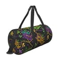 thumbnail image 3 of Xecao Mardi Gras Surface print Round Travel Duffel Bag is a foldable gym bag with an inner pocket, perfect for travel sports, 3 of 8