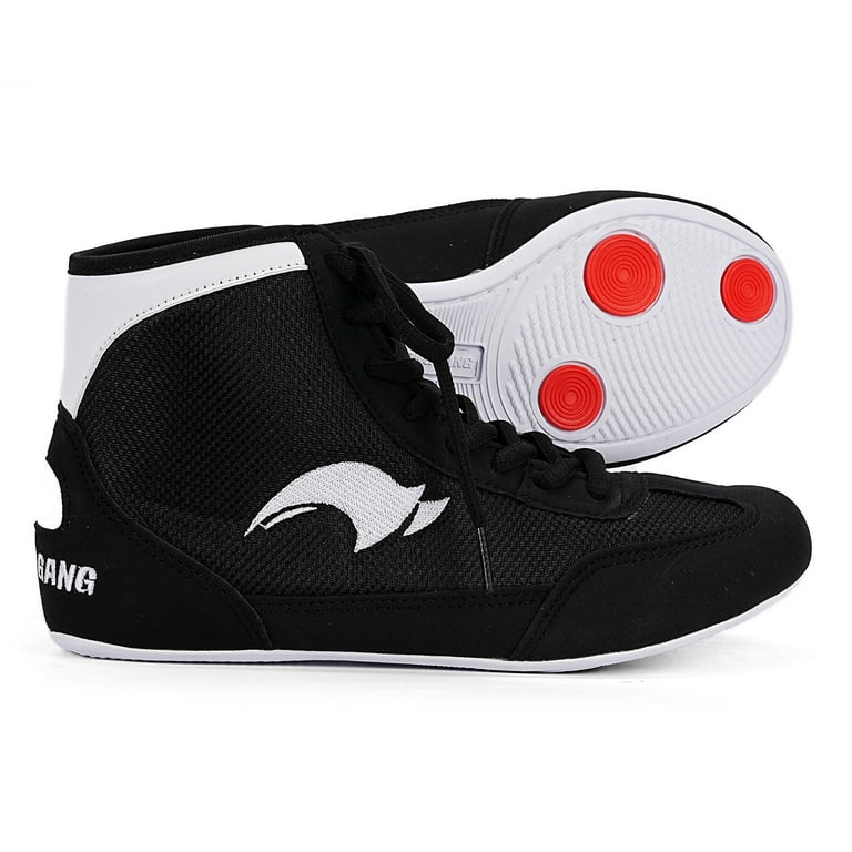 Rockomi Kids Boxing Shoes Men Wrestling Shoes School Lightweight Round Toe Combat Sneaker Boys High Top Wrestling Shoes Breathable Wide Black 1 5.5