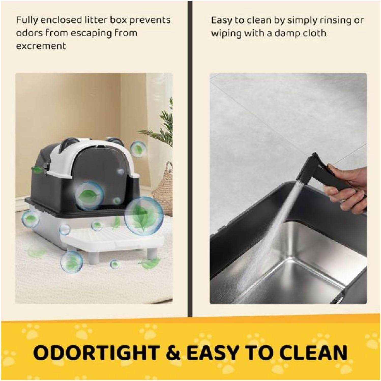imerelez Extra Large Litter Box with High Sides Anti-Splashing Kitty Litter Box ,Tool-Free Assembly Multi-Cats Household