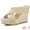 Beige, variant on Unique Bargains Women's Linen Platform Slide Wedge Open Toe Sandals