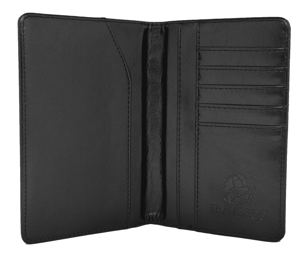 TraverGo PU Leather Passport Holder, Black TR1240BK