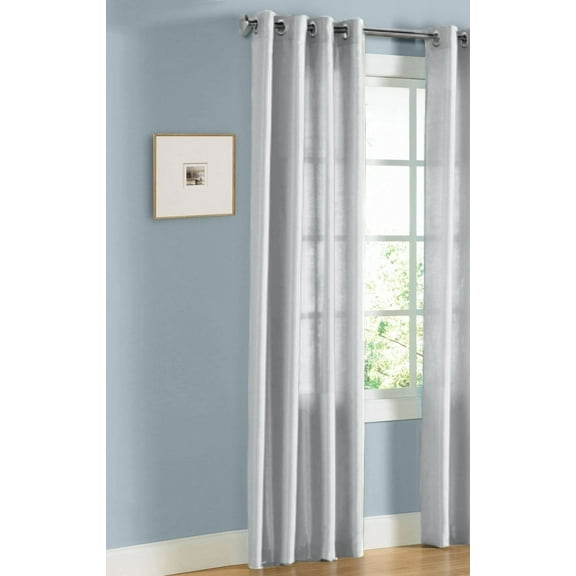 1 PANEL Nancy  SOLID SILVER GRAY  SEMI SHEER WINDOW FAUX SILK ANTIQUE BRONZE GROMMETS CURTAIN DRAPES 55 WIDE X 95" LENGTH