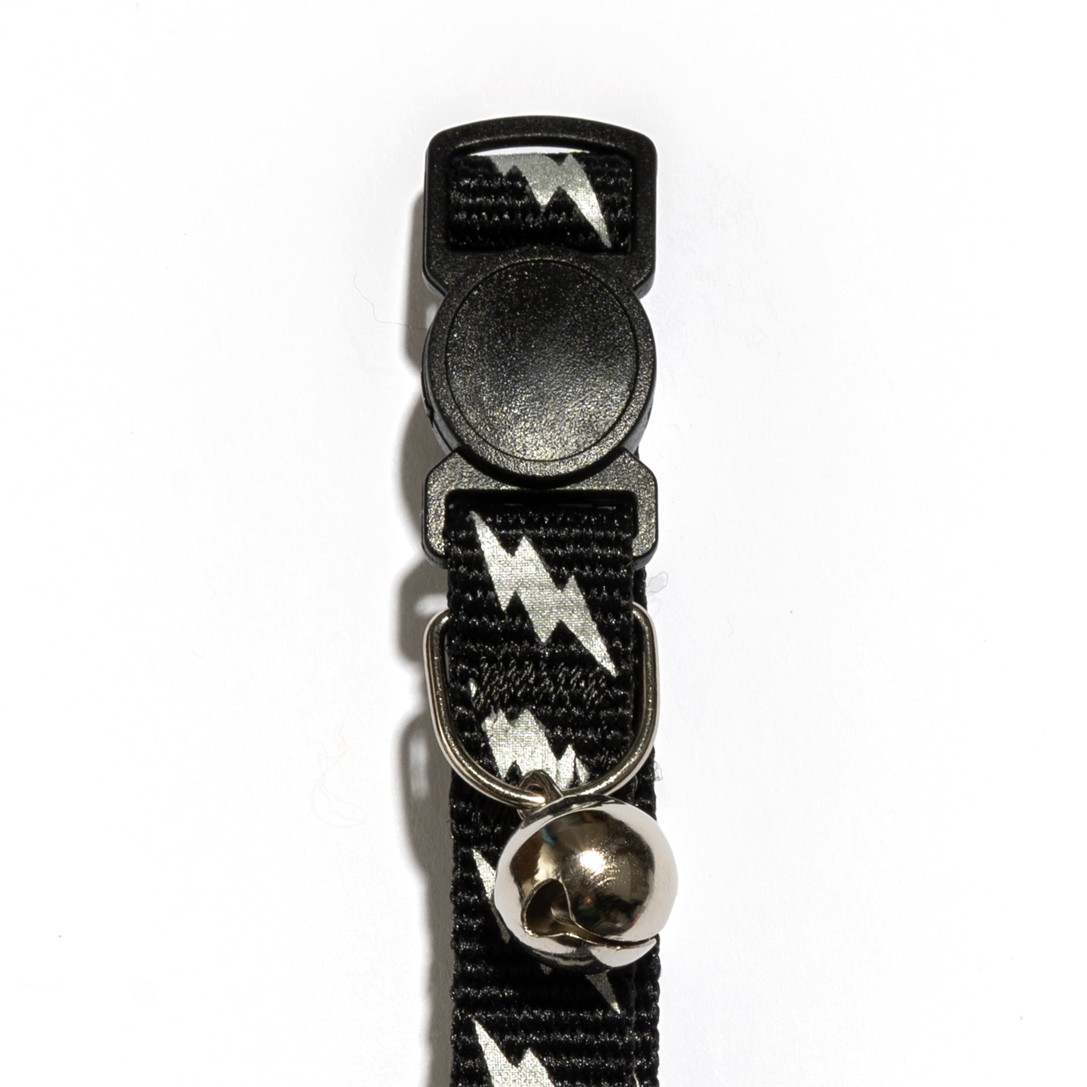 Vibrant Life Reflective Break-Away Adjustable Cat Collar, Black and Silver Lightning Bolt, One Size