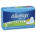 Always Maxi Daytime Pads with Wings, Size 2, Long, Unscented, 32 Ct