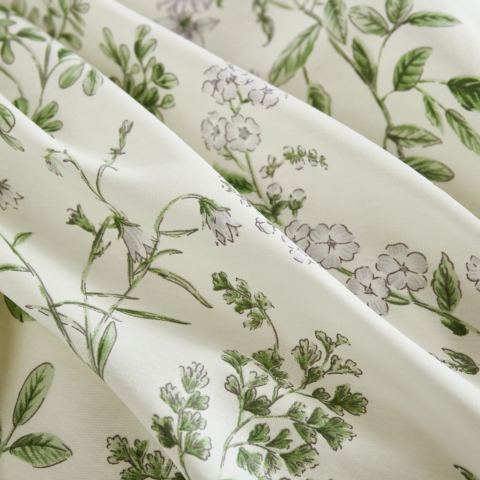 100% Nature Cotton Duvet Cover  - Vintage Reversible Green and Yellow Floral Garden Style Comforter Cover with Zipper Closure, 3 Pieces Soft & Breathable Green Bedding Set