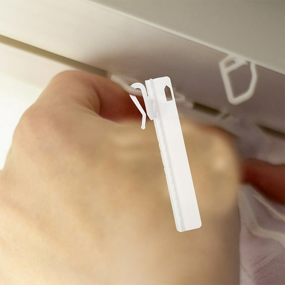 LABSERRON 25Pcs White Plastic Clip-On Curtain Hooks for Window Drapery and Home Decoration 11.8X0.59X0.39in