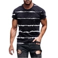 thumbnail image 2 of CEHVOM T-Shirt Rayé Homme Manches Courtes, Hauts Décontractés Rayés Homme, T-Shirts Rayés Basiques Été 2024 Homme, Chandail Décontracté Col Rond Entraînement Physique Sport T-Shirt Blouse, 2 of 5