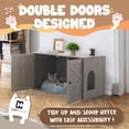 thumbnail image 3 of CAPHAUS Cat Litter Box Furniture with Divider, Hidden Cat Washroom Enclosure, Wooden Indoor Cat House with Double Doors, Metal Frame Enclosed Cat Boxes, Cabinet for Large Cats, Odor Contained, White, 3 of 9
