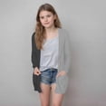 thumbnail image 2 of Light Sweaters for Girls Fall Work New Girls Open Front Cardigan Fashion Color Block Casual Long Sleeve Jacket Lightweight Fall Outwear with Pockets Gray 120, 2 of 6