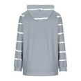thumbnail image 5 of Women's Striped Hoodies Casual Raglan Long Sleeve Sweatshirts Loose Drawstring Hood Long Tops with Kangaroo Pocket (S, Gray), 5 of 6