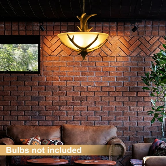 3-Light Chandelier E26 Rustic Lodge Log Cabin Ceiling Light Resin Deer Antler 110V 40W Applicable Area 5-10㎡ 16.93*16.93in for Kitchens, Hallways, Living Rooms, Bedrooms