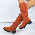 thumbnail image 6 of Women's Slouchy Knee High Boots Platform Suede Tall Riding Booties Comfortable Wide Calf Dress Long Boots, 6 of 7