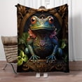 thumbnail image 3 of Frogs Mysterious Elements Pattern Print Flannel Throw Blanket, 3 of 8
