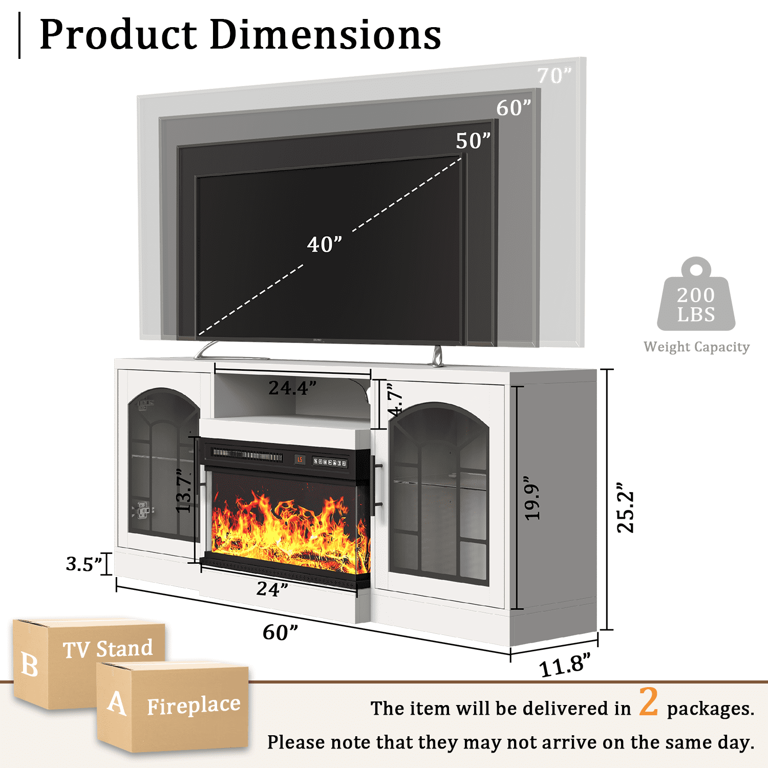 Waleaf 60" TV Stand with 3-Sided Glass Electric Fireplace, Modern Media Entertainment Center for TVs up to 65", Slim Wood Console with 21-Mode LED Lights & Adjustable Shelves