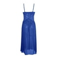 thumbnail image 5 of B91xZ Chemise de Nuit Mode pour Femmes Sans Manches à Larges Bretelles Plissée Col Rond, Bleu, 5 of 5