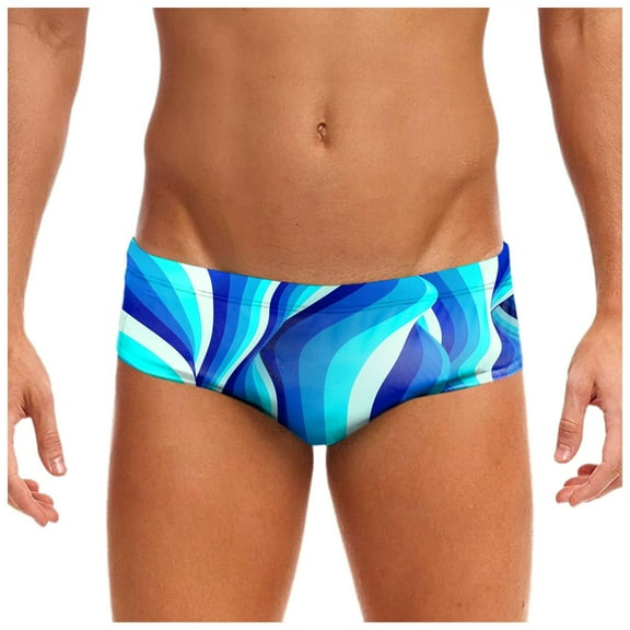 kamemir Men's Speedo Mens Summer Stretch Swimming Briefs 3D Printed Elastic Band(Dark Blue,XL)