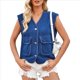 thumbnail image 3 of Chaleco Vaquero para Mujer, con Botones, Estilo Corsé, Estilo Vintage, Sin Mangas, Cuello en V y Bolsillos. Azul L, 3 of 10