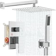 thumbnail image 2 of Shower System  Shower Faucet Set Bathroom Square Rain Shower Head and Handle Set  Wall Mounted Shower Fixtures With Shower Valve and Trim Kit  Matte, 2 of 5