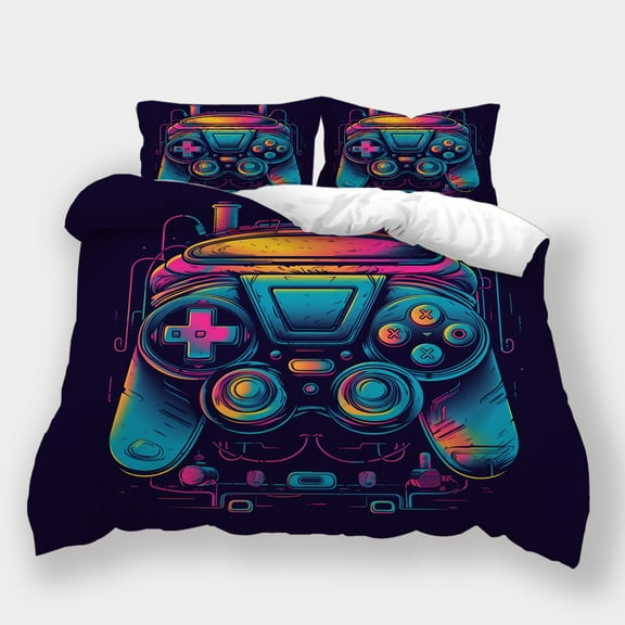 Modern Bedding Suit Teen Adult Cartoon Gamepad Printed Bedspreads Duvet Cover Pillowcase,Full (80"x90")