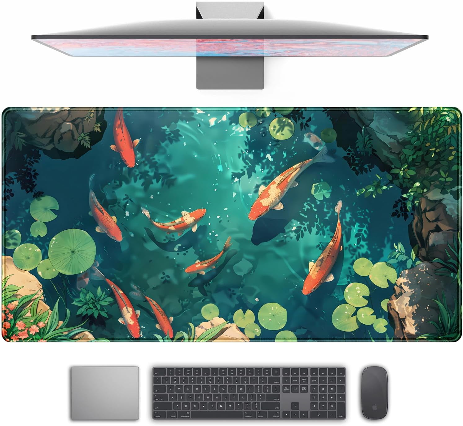 Cute Dark Mushroom Moon Night Mouse Pad XL Extended Gaming Mat with Stitched Edges, Computer Laptop Keyboard and Mouse Mat for Women Office Desk Decor, 31.5x11.8 in