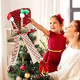 thumbnail image 4 of Christmas Tree Topper Hat with Candy Cane Bow Ribbon Decoration Cloth Festive Ornament for Holiday Home Decor Red White Green Reusable Centerpiece, 4 of 7
