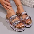 thumbnail image 4 of Flat Sandals for Women,Walking Sandals Women,Women Platform Sandals Rhinestone Beaded Pearl Double Buckle Bohemian Luxury Beach Summer Vacation Shoes 5cm Height Increasing Comfort Slides,Purple,8.5, 4 of 6