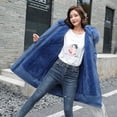 thumbnail image 1 of Chaqueta de algodón de mujer de longitud media a larga con cuello de piel grande y abrigo de algodón afelpado chaqueta gruesa, 1 of 6