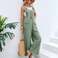 thumbnail image 2 of Wide Leg Jumpsuit for Women Spring Summer Casual Loose Bib Overalls Palazzo Pants Rompers Jumpsuits Green 3XL, 2 of 5