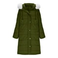 thumbnail image 5 of Womens Winter Warm Puffer Jackets Windproof Side Hem Button Down Long Parkas Coats Outwear with Faux Fur Detachable Hood (L, Army Green), 5 of 5