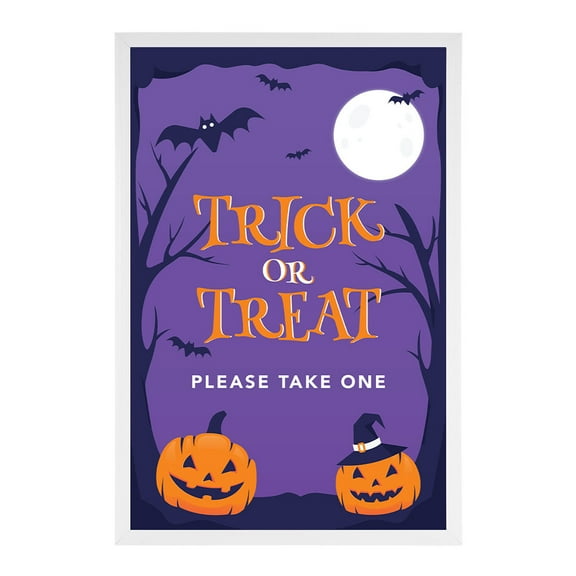 Koyal Wholesale Happy Halloween Candy Sign, Bats and Jack O Lanterns Halloween Signs 12 x 18 Inch Frame Included