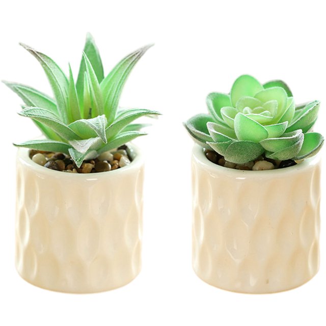 2 uds simulación de flores artificiales bonsái suculento moda pequeños adornos artificiales plantas verdes artificiales