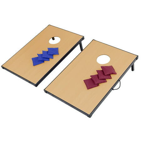 Gymax Foldable Wooden Bean Bag Toss Cornhole Game Set Boards Tailgate