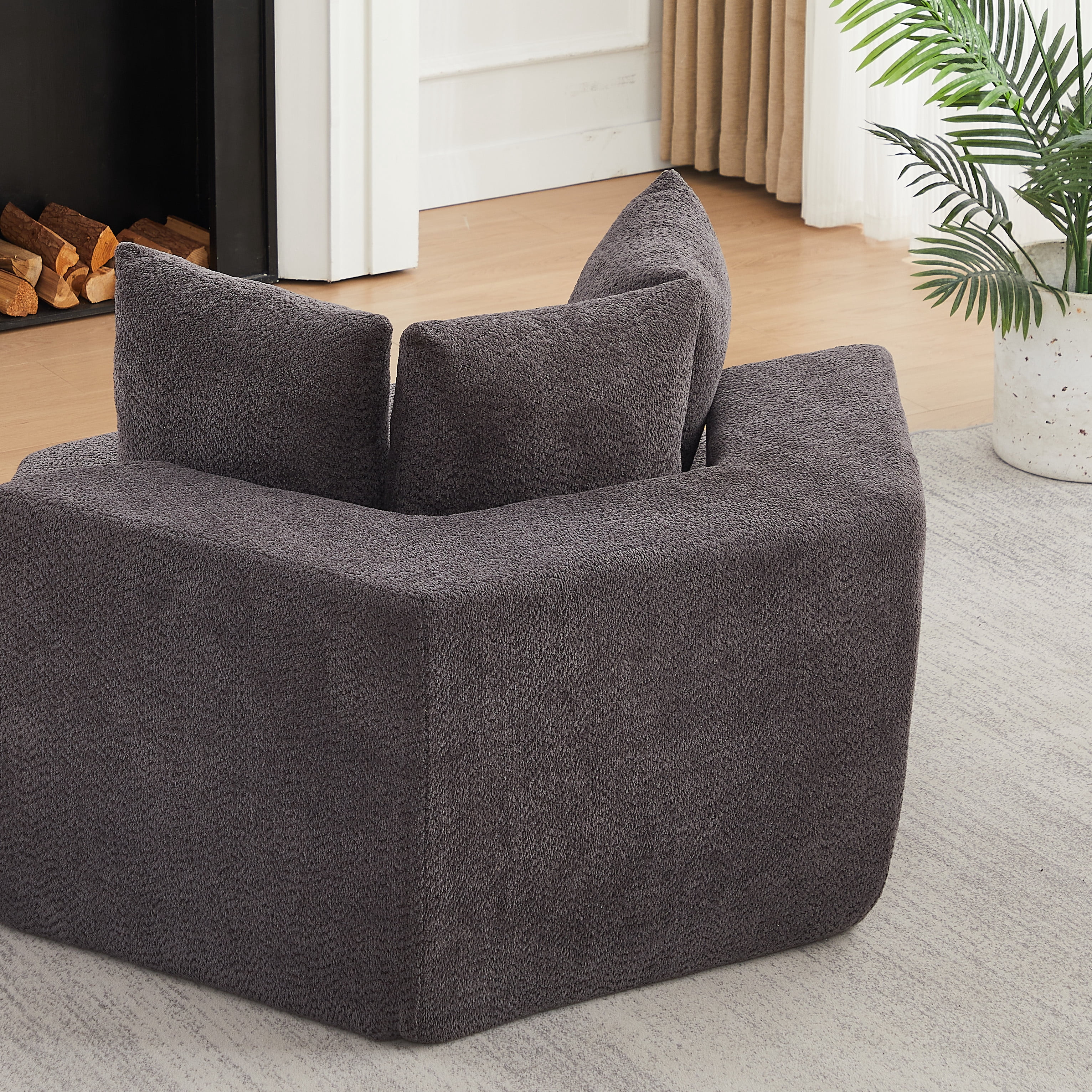 54-Inch Hexagonal Single Lounge Chair, Featuring Versatile Arrangements And A Modular Design; This Chenille-Upholstered Sofa Is Ideal For Lounges, Game Rooms, Living Rooms, And Bedrooms