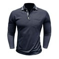 thumbnail image 3 of Maplenight Golf Shirts for Men Lapel Long Sleeve Button Pullover Tops Fall Winter Loose Casual Comfy Work Business Mens Golf Shirts with Pocket, 3 of 6
