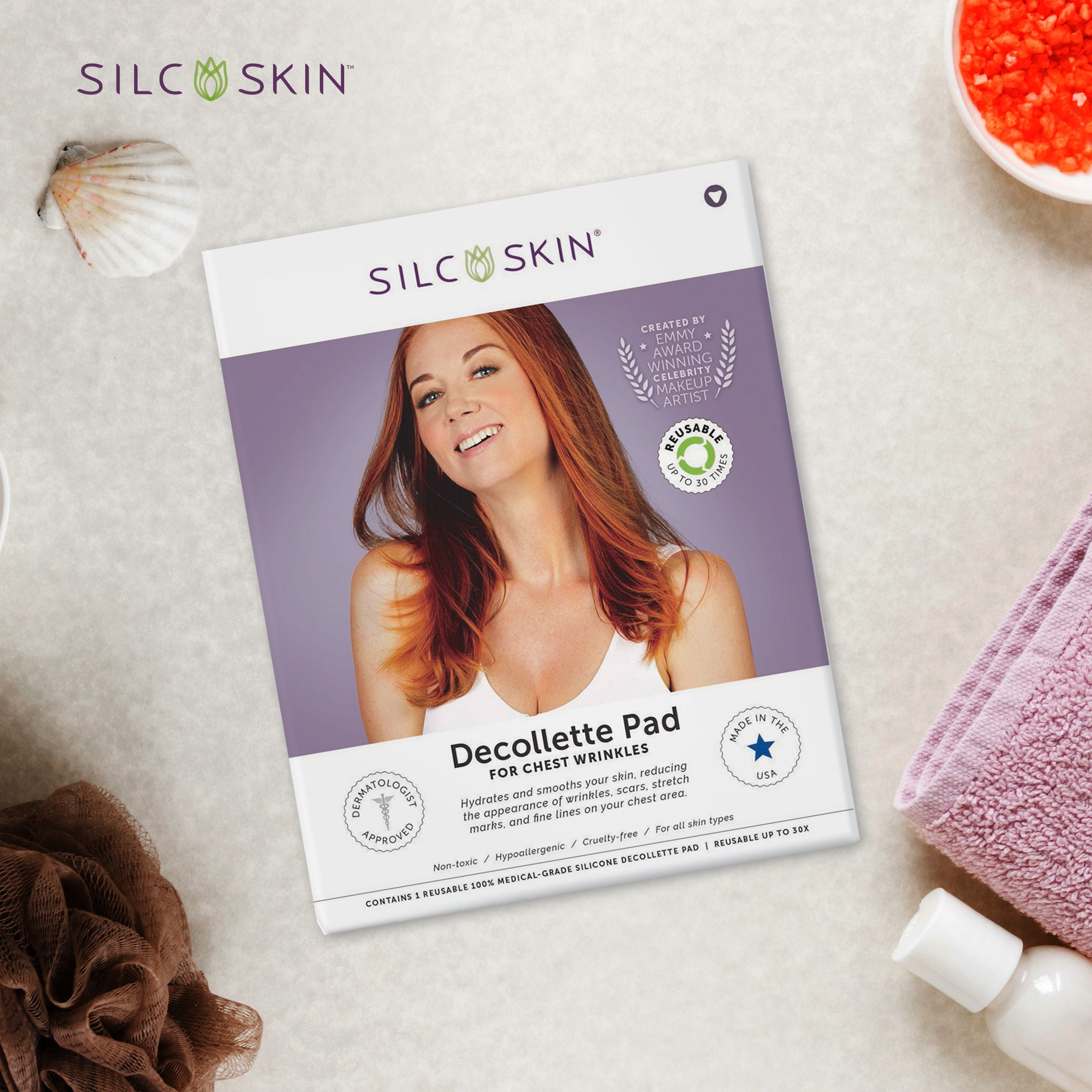 SilcSkin Decollette Pad Medical Grade Silicone Chest Wrinkle Pad, Anti Wrinkle Patches 30 day Supply