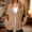 Brown women fleece jacket a1, variant on Women's Fleece Jackets Long Sleeve Zipper Collared Warm Loose Fit Casual Blazers for Fall Winter, Gray 2XL