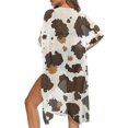 thumbnail image 5 of HELLHERO Polyester Swimsuit Cover Up Shirt for Beach Lightweight Free Size Bikini Coverups Brown Striped Pattern, 5 of 6