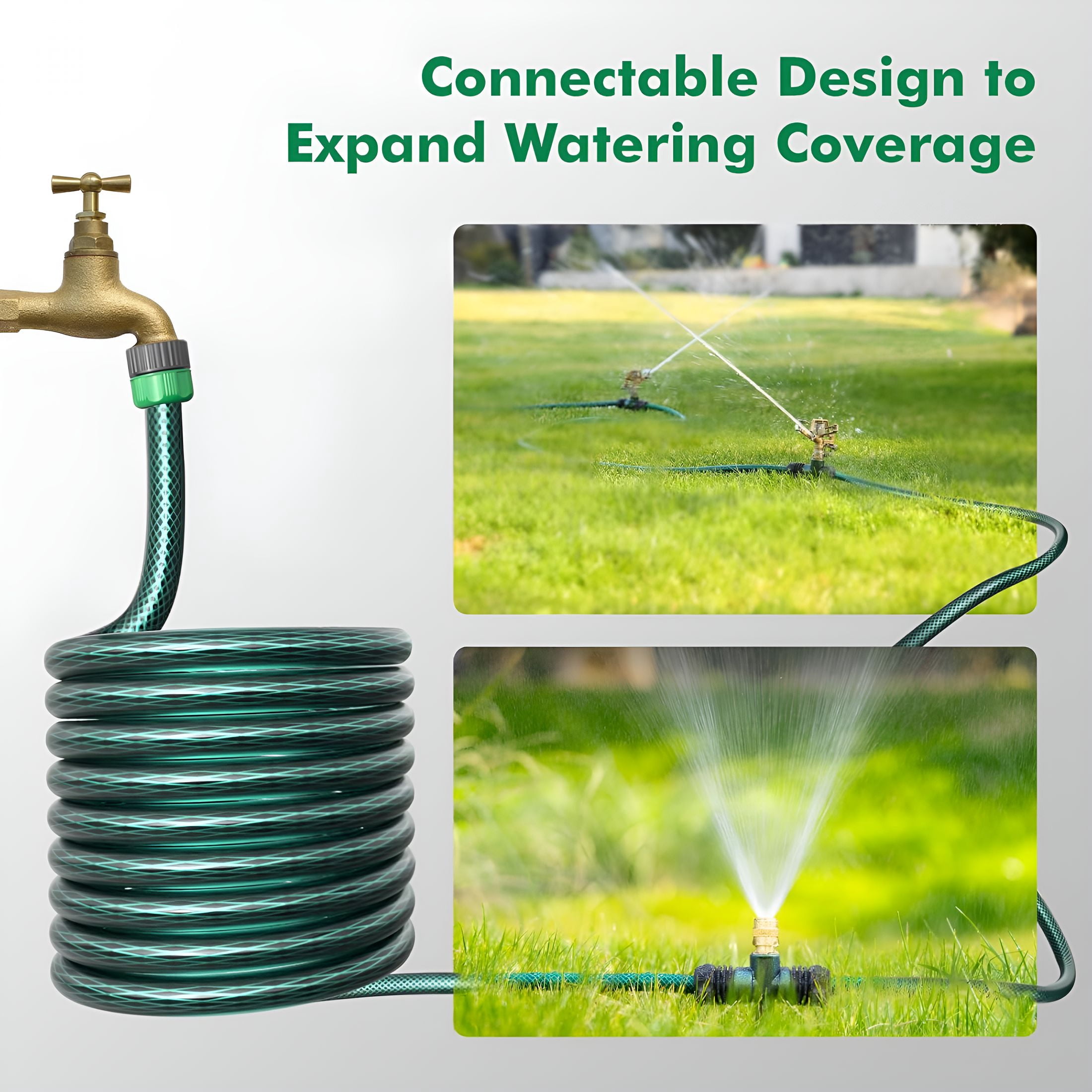 BPPEG 3 Pack Zinc Alloy Lawn Sprinkler Spike Base,Flow-Thru Sprinkler Base for Yard,Lawn,Garden and Grass Irrigation,Stable&Durable with Bright Green Glitter Design