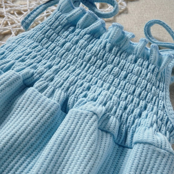 Vedolay Girl's Bodysuits Girls Sleeveless Bow Romper,Blue 9-12 Months