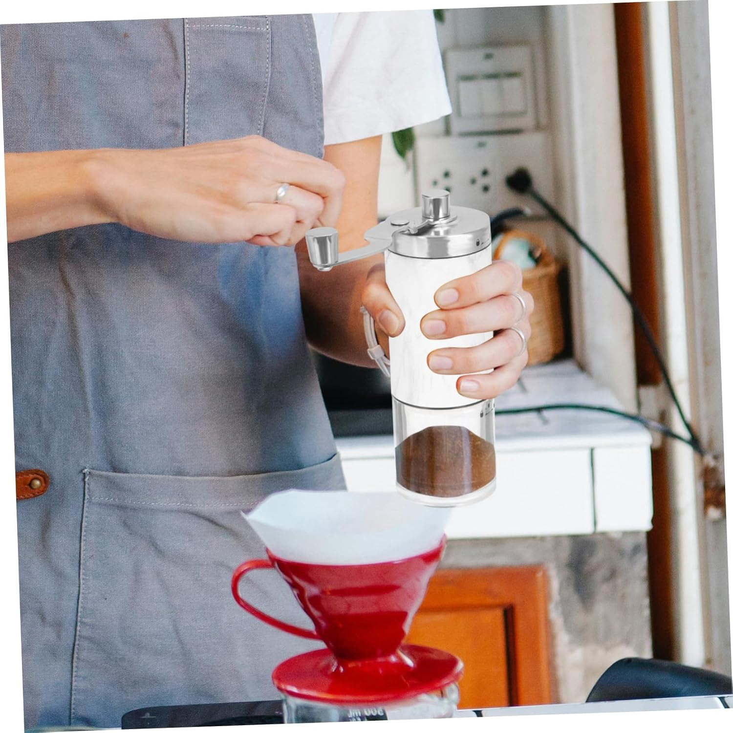 Manual Coffee Grinder Stainless Steel Hand Mill Compact Bean Grinding Tool for Home Office Travel Brewing