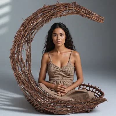 TOYMYTOY Whimsical Cresent Moon Wreath Light Brown Decoration for Christmas 1Pcs