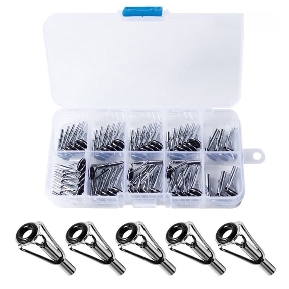 54Pcs Fishing Rod Tip Repair Kit with Stainless Steel Guides for Sea Fishing