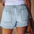thumbnail image 6 of Nestiefly Womens Lightweight Shorts Casual Baggy Trendy Hot Pants Elastic Waist Drawstring Comfy Shorts with Pockets Light Blue S, 6 of 8