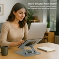 thumbnail image 5 of Swivel Laptop Stand for Desk – Adjustable Laptop Riser with 360° Rotation, Height & Tilt, Vented Metal Cooling Panel, Portable Folding Stand (Silver), 5 of 10