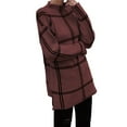 thumbnail image 3 of Suéter de Punto A Cuadros para Mujer, Estilo Casual de Otoño/Invierno, Cuello Alto, Suéter A Rayas, Tops Color Block. Marrón Oscuro L, 3 of 9