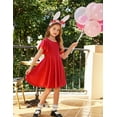 thumbnail image 4 of Oudiya Girls Butterfly Sleeve Summer Dress A-Line Casual Swing Twirl Skater Dress with 2 Pockets for Kids, 7Y, 4 of 9