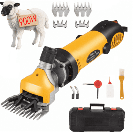 Jowenia 900W Electric Sheep Shears, Heavy Duty Shearing Clipper with 6 Speed, Farm Livestock Grooming Clippers for Sheep Alpacas Goats and More Animal, Yellow