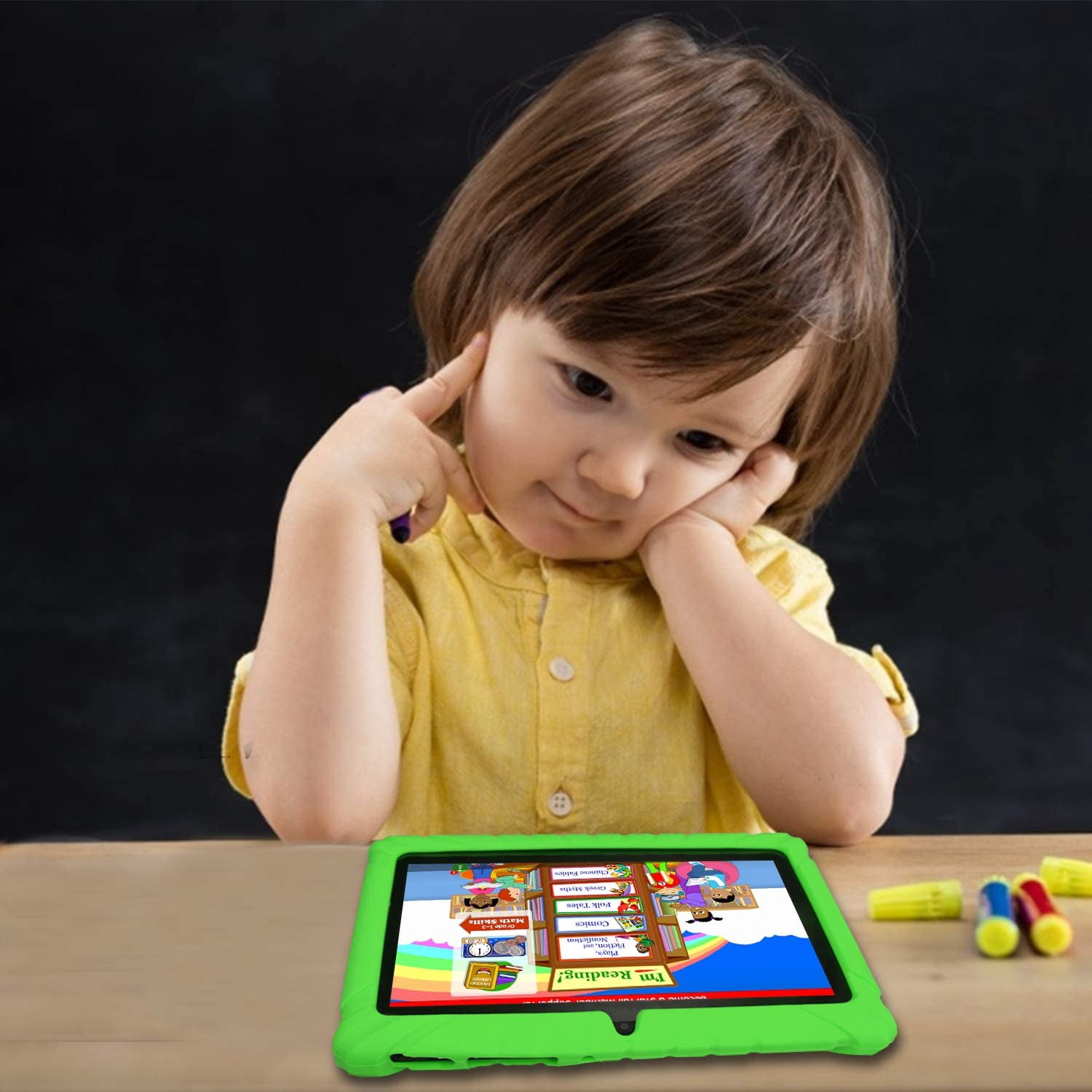 Contixo Kids Tablets Bundle, 7-Inch Android Tablet with Headphones and Sleeve Case, 32GB, Green