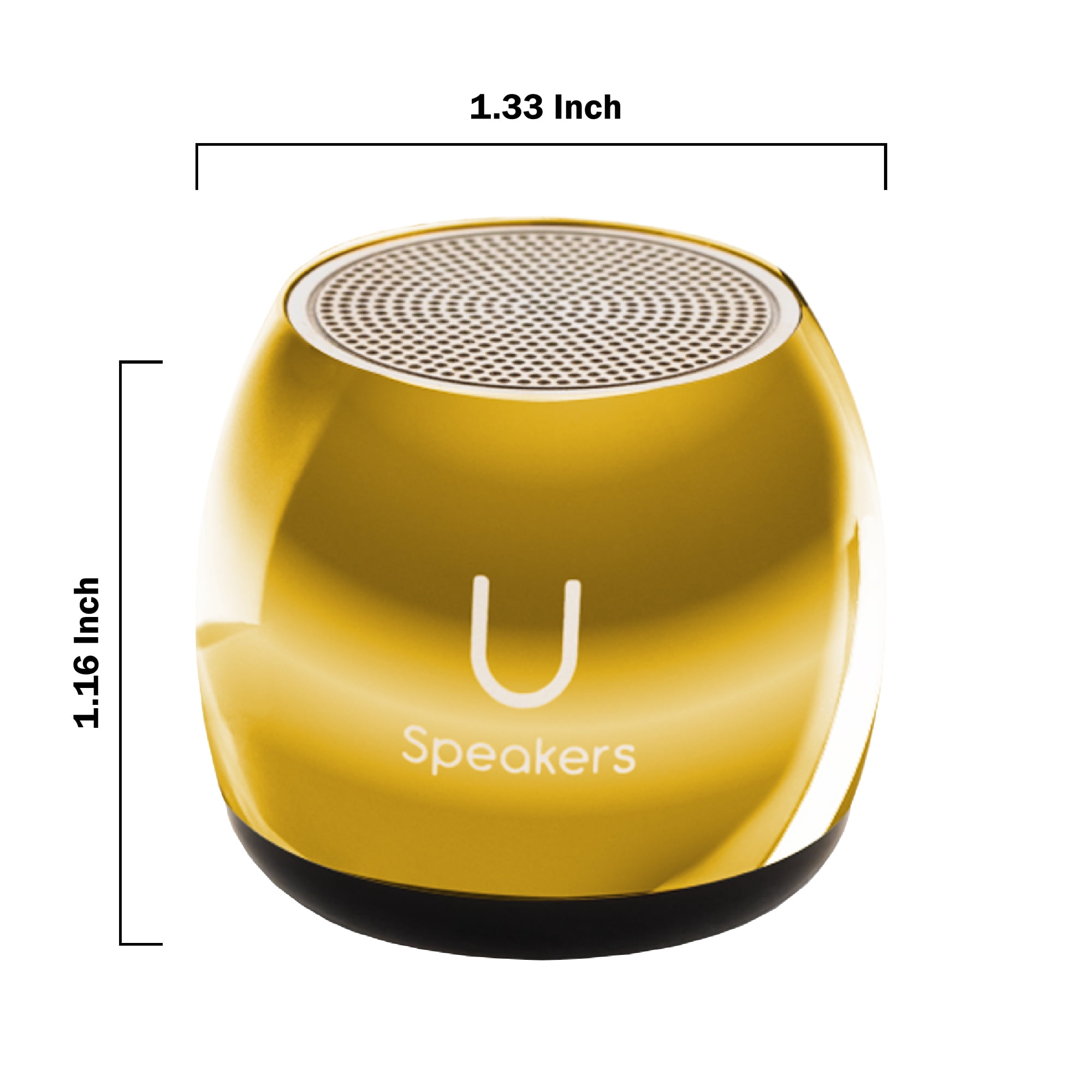 Fashionit U Speakers Micro Bluetooth Computer Speaker 2-Pack Bundle with Matching Speaker, Built-In Mic & Selfie Remote Control, for Workspace, Desktop, Laptop, Mobile, Tablet, PC - Mirror Gold